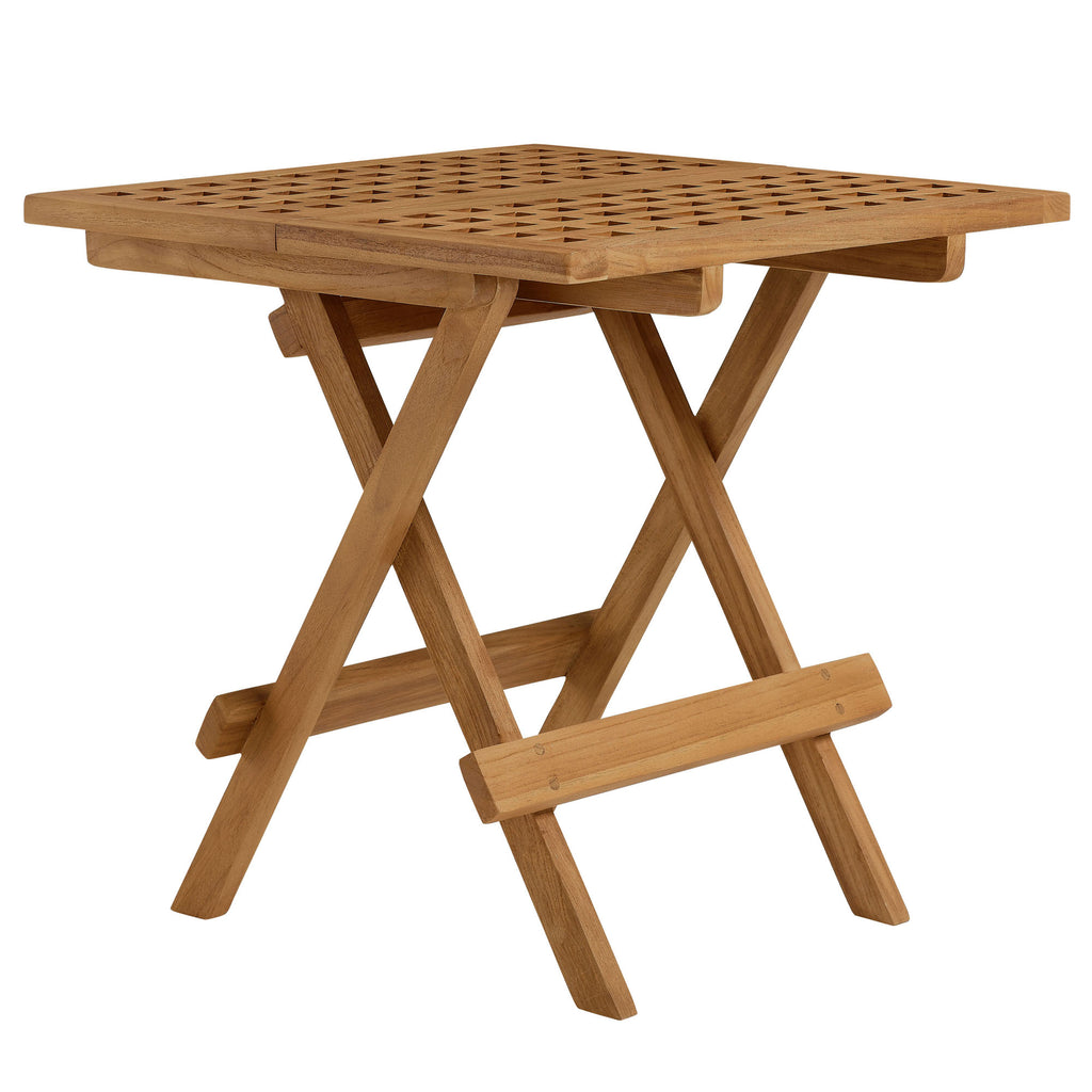 Vienna 3-Piece Outdoor Patio Teak and Rope Armchairs with Folding Side Table - Natural Natural