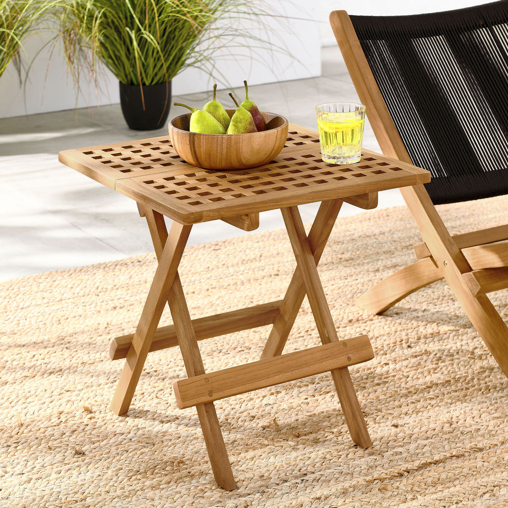 Vienna Outdoor Patio Teak Wood Side Table - Natural