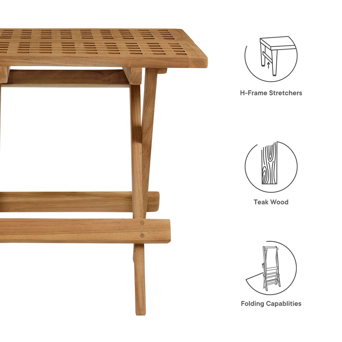 Vienna Outdoor Patio Teak Wood Side Table - Natural
