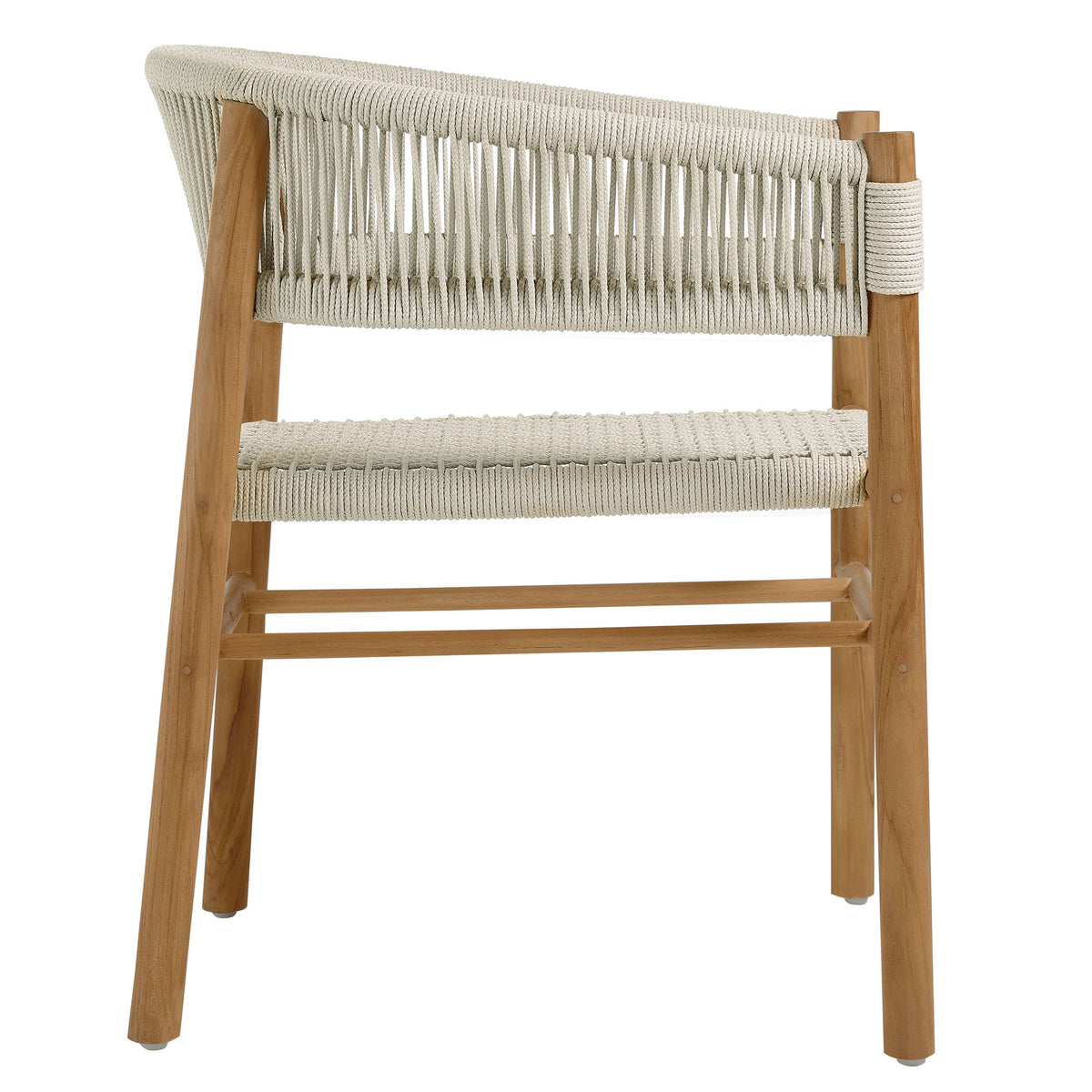 Vienna Outdoor Patio Teak and Rope Curved-Back Dining Armchairs Set of 2 - Natural Natural