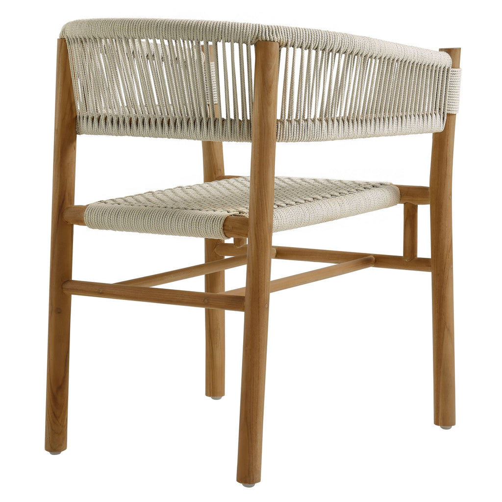 Vienna Outdoor Patio Teak and Rope Curved-Back Dining Armchairs Set of 2 - Natural Natural