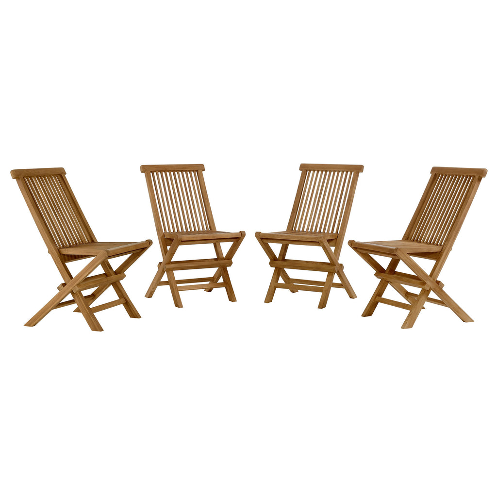 Vienna Outdoor Patio Teak Wood Folding Dining Chairs Set of 4 - Natural