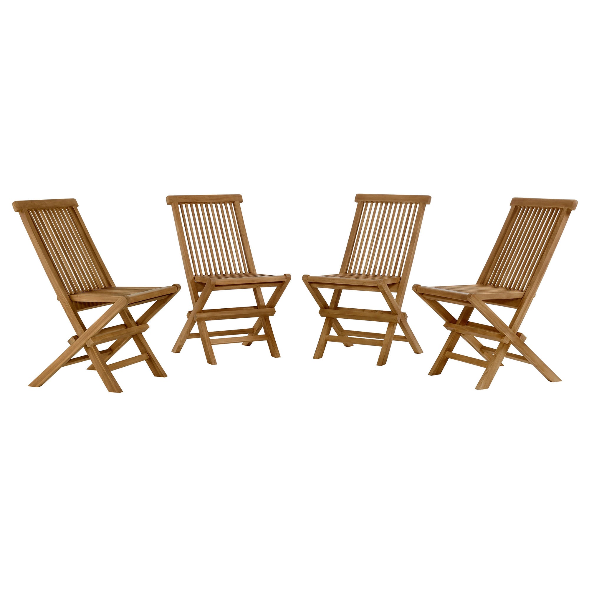 Vienna Outdoor Patio Teak Wood Folding Dining Chairs Set of 4 - Natural