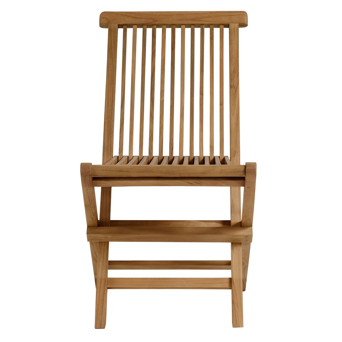 Vienna 5-Piece Outdoor Patio Teak Wood Dining Set with Folding Chairs - Natural Natural