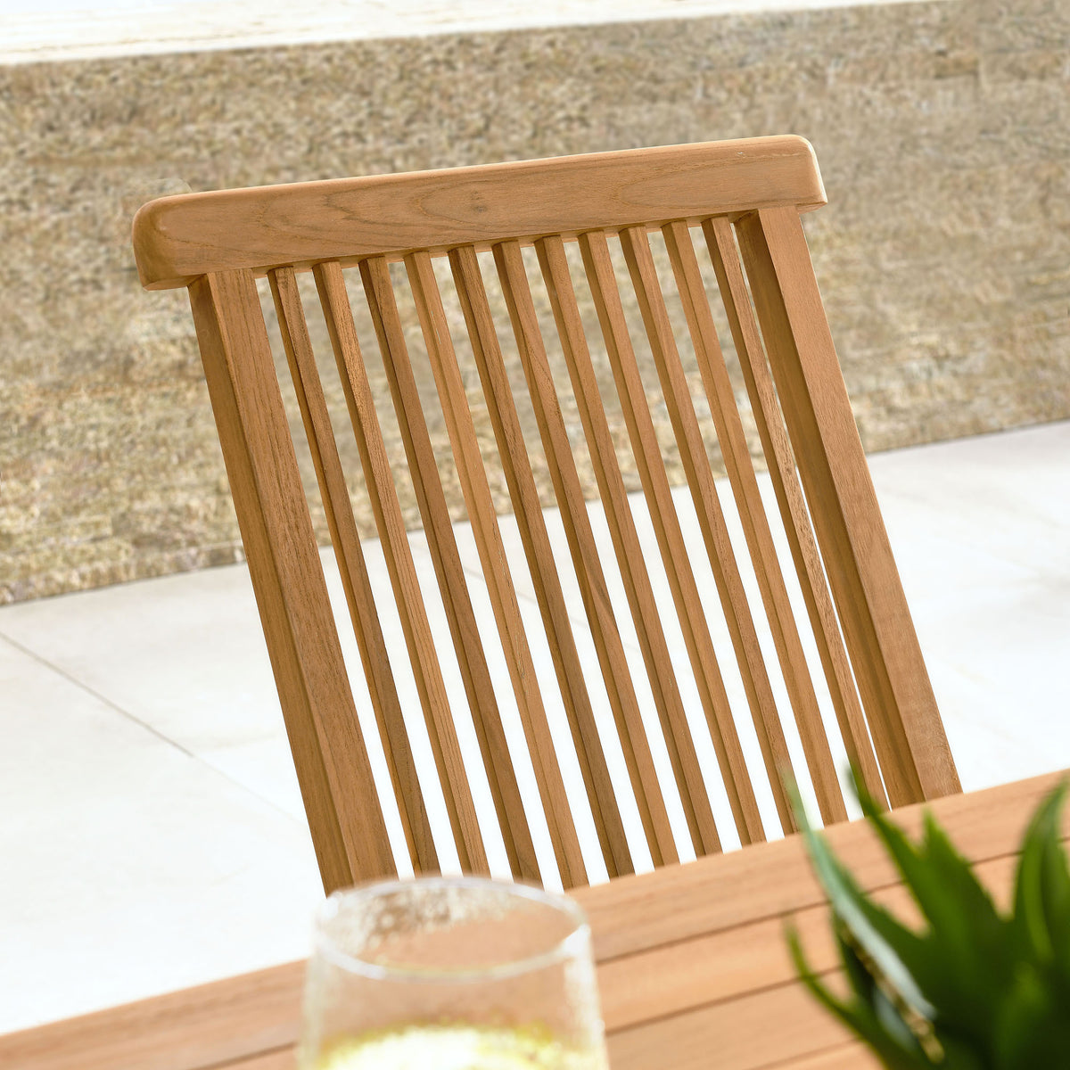 Vienna Outdoor Patio Teak Wood Folding Dining Chairs Set of 4 - Natural