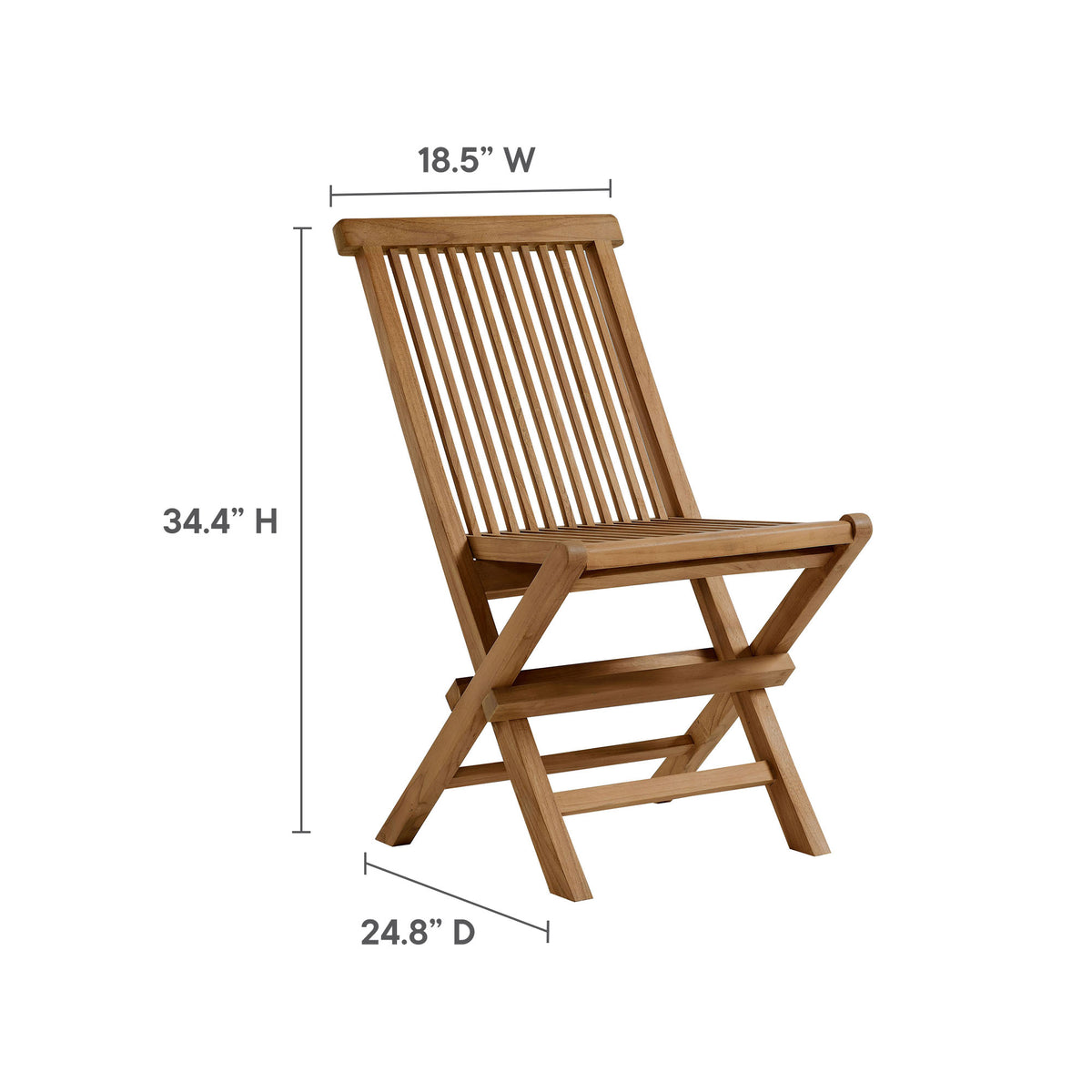 Vienna Outdoor Patio Teak Wood Folding Dining Chairs Set of 4 - Natural