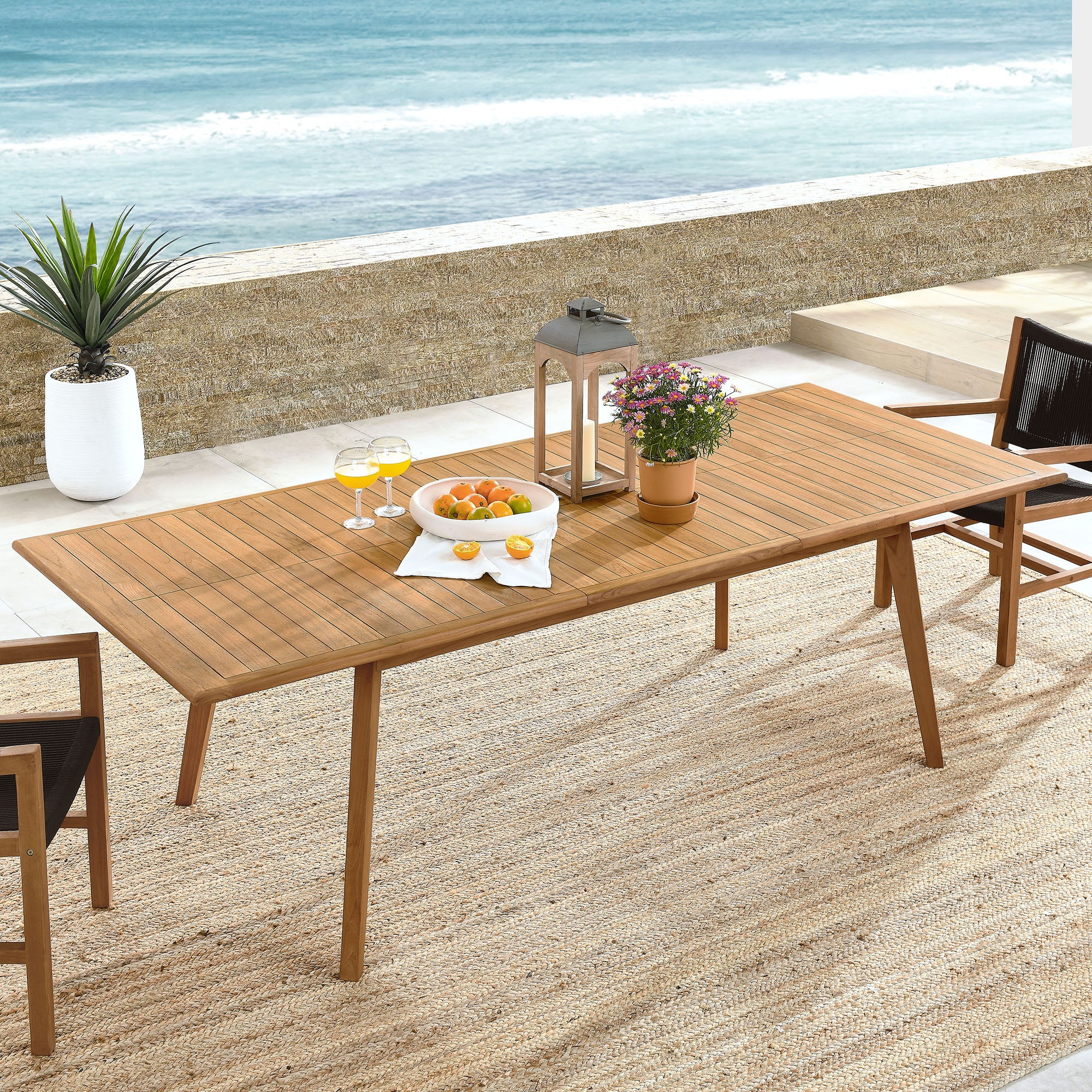 Vienna Outdoor Patio Teak Wood Extendable Dining Table - Natural