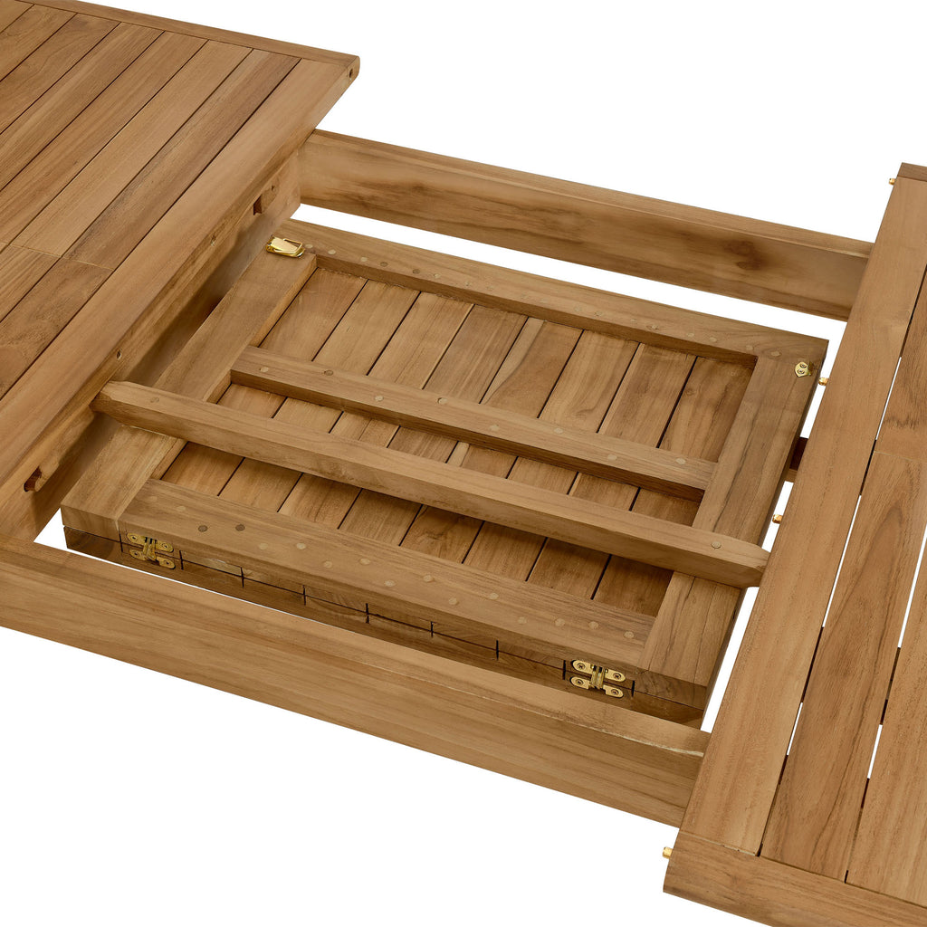 Vienna Outdoor Patio Teak Wood Extendable Dining Table - Natural