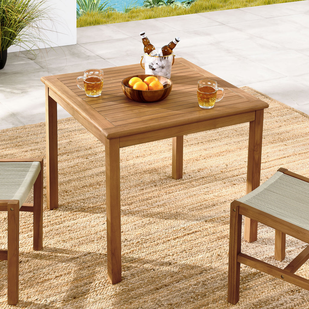 Vienna 34" Square Outdoor Patio Teak Wood Dining Table - Natural