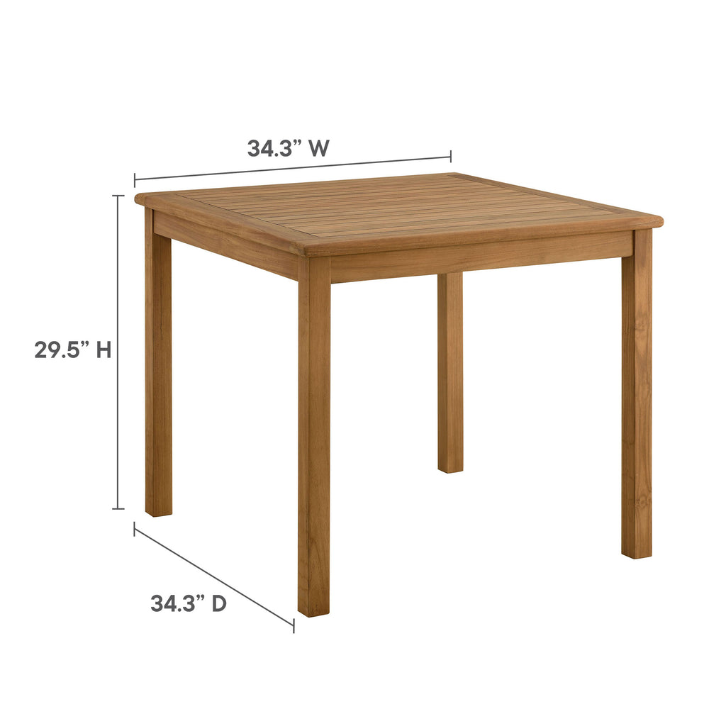 Vienna 34" Square Outdoor Patio Teak Wood Dining Table - Natural