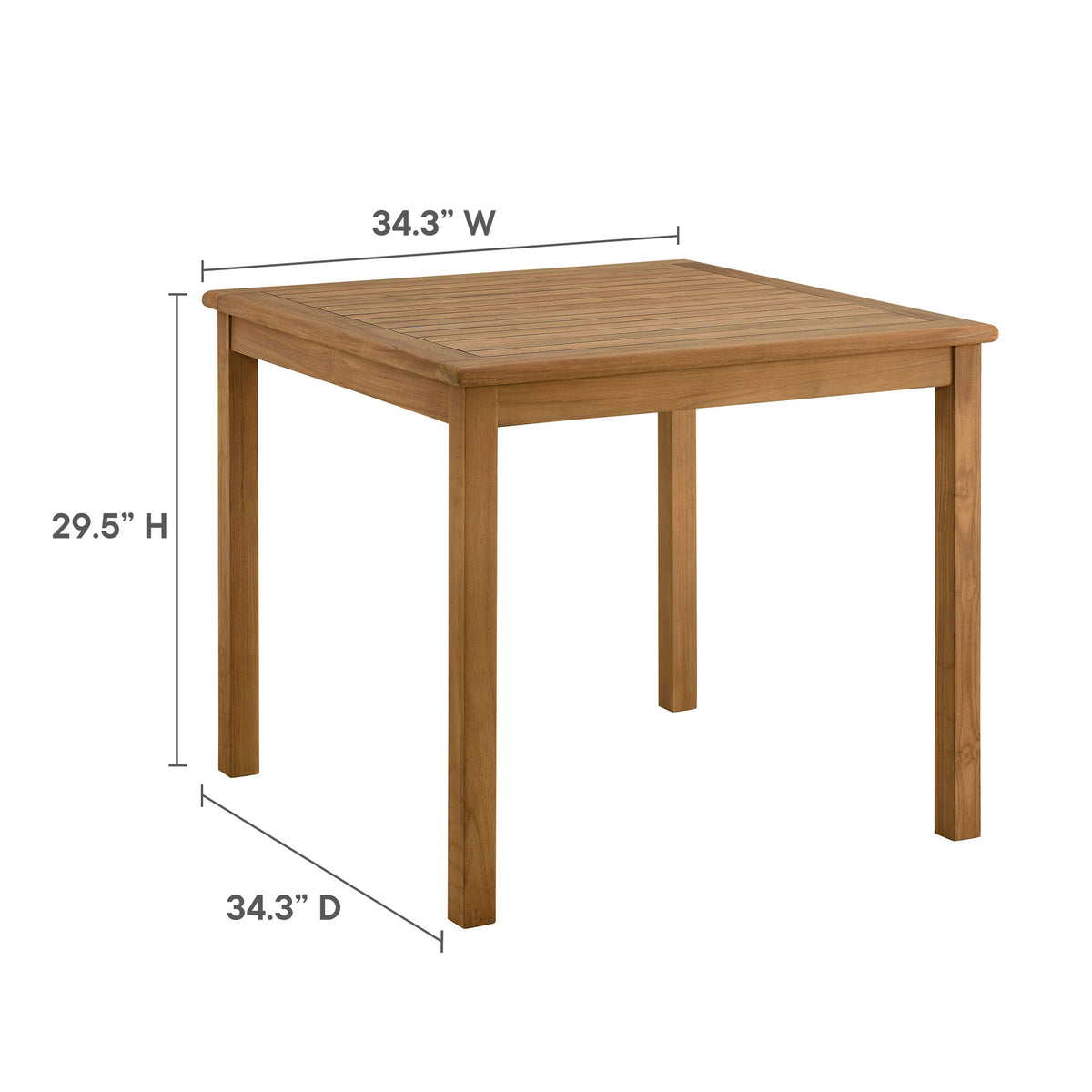 Vienna 34" Square Outdoor Patio Teak Wood Dining Table - Natural