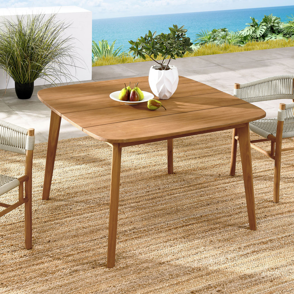 Vienna 46" Square Outdoor Patio Teak Wood Dining Table - Natural