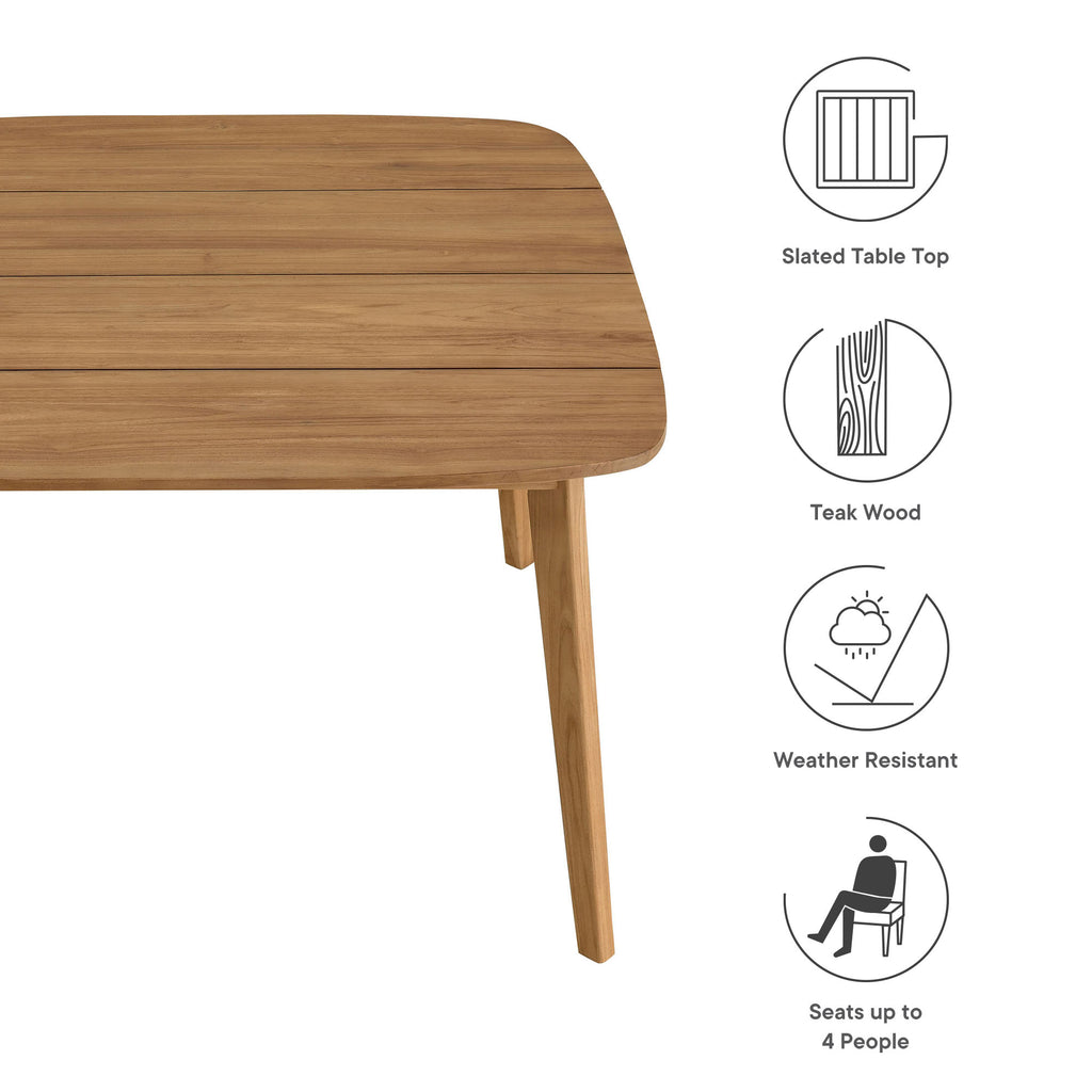 Vienna 46" Square Outdoor Patio Teak Wood Dining Table - Natural