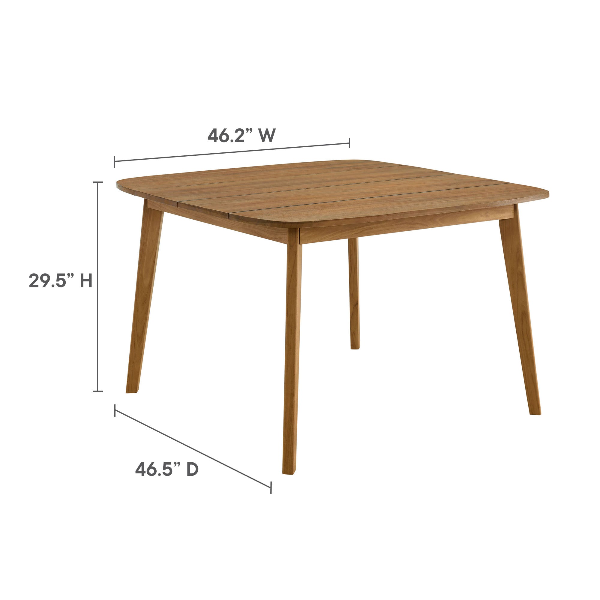 Vienna 46" Square Outdoor Patio Teak Wood Dining Table - Natural
