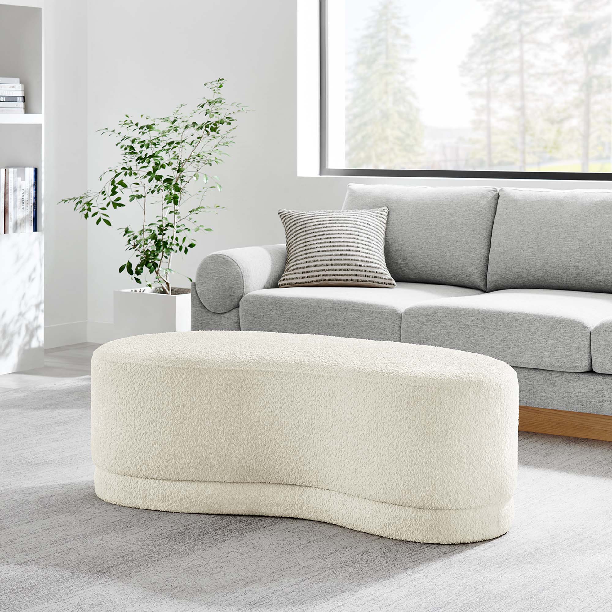 Nimbus 48" Upholstered Ottoman Bench - Cream