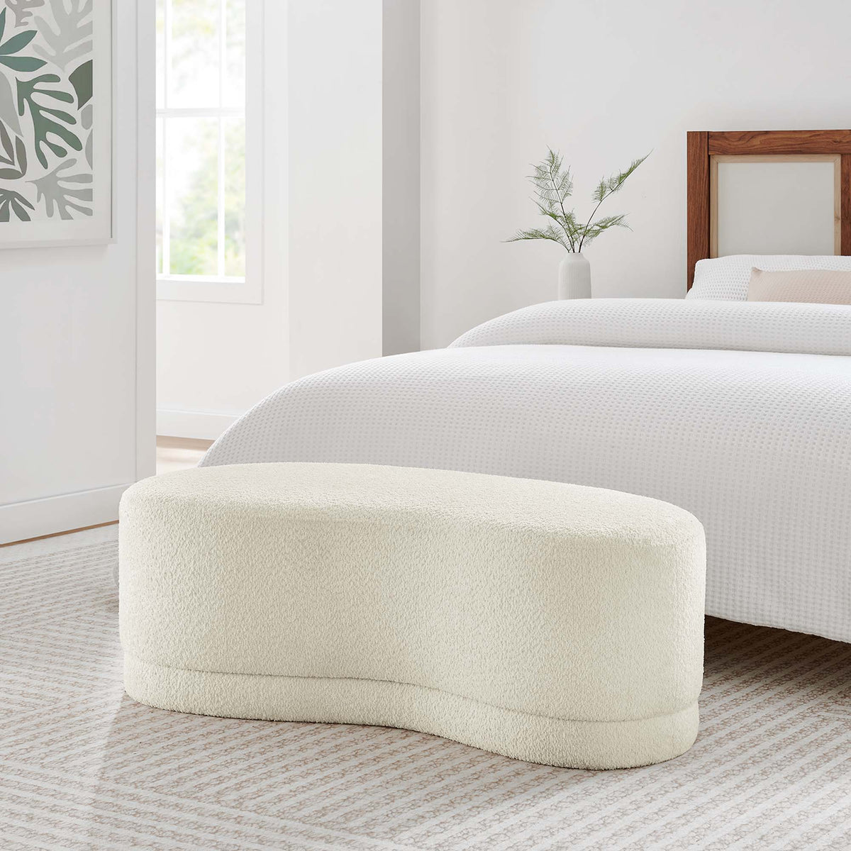 Nimbus 48" Upholstered Ottoman Bench - Cream