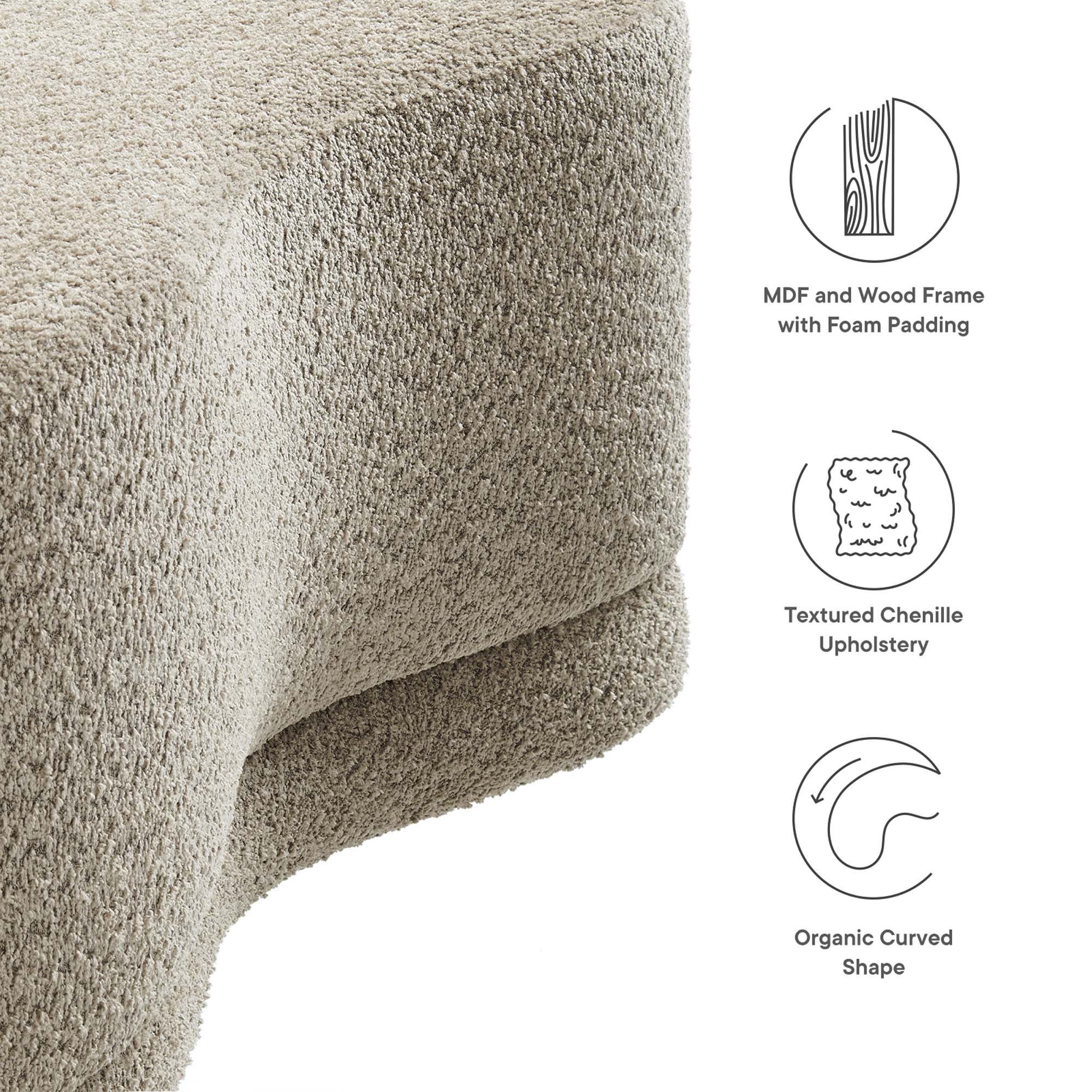 Nimbus 48" Upholstered Ottoman Bench - Oat
