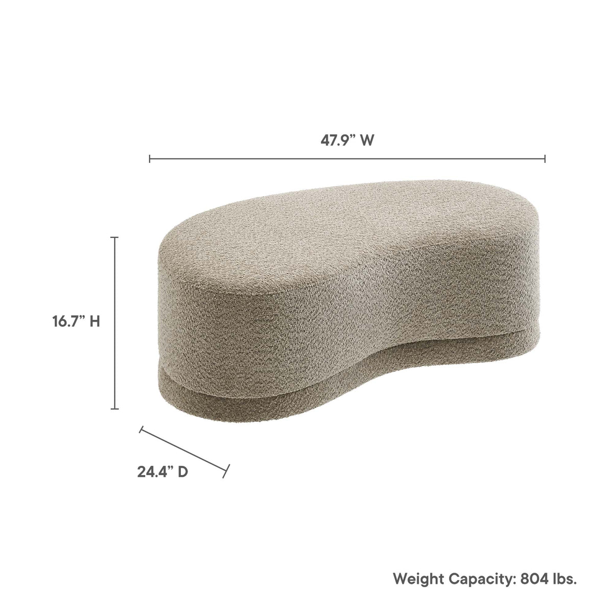 Nimbus 48" Upholstered Ottoman Bench - Oat