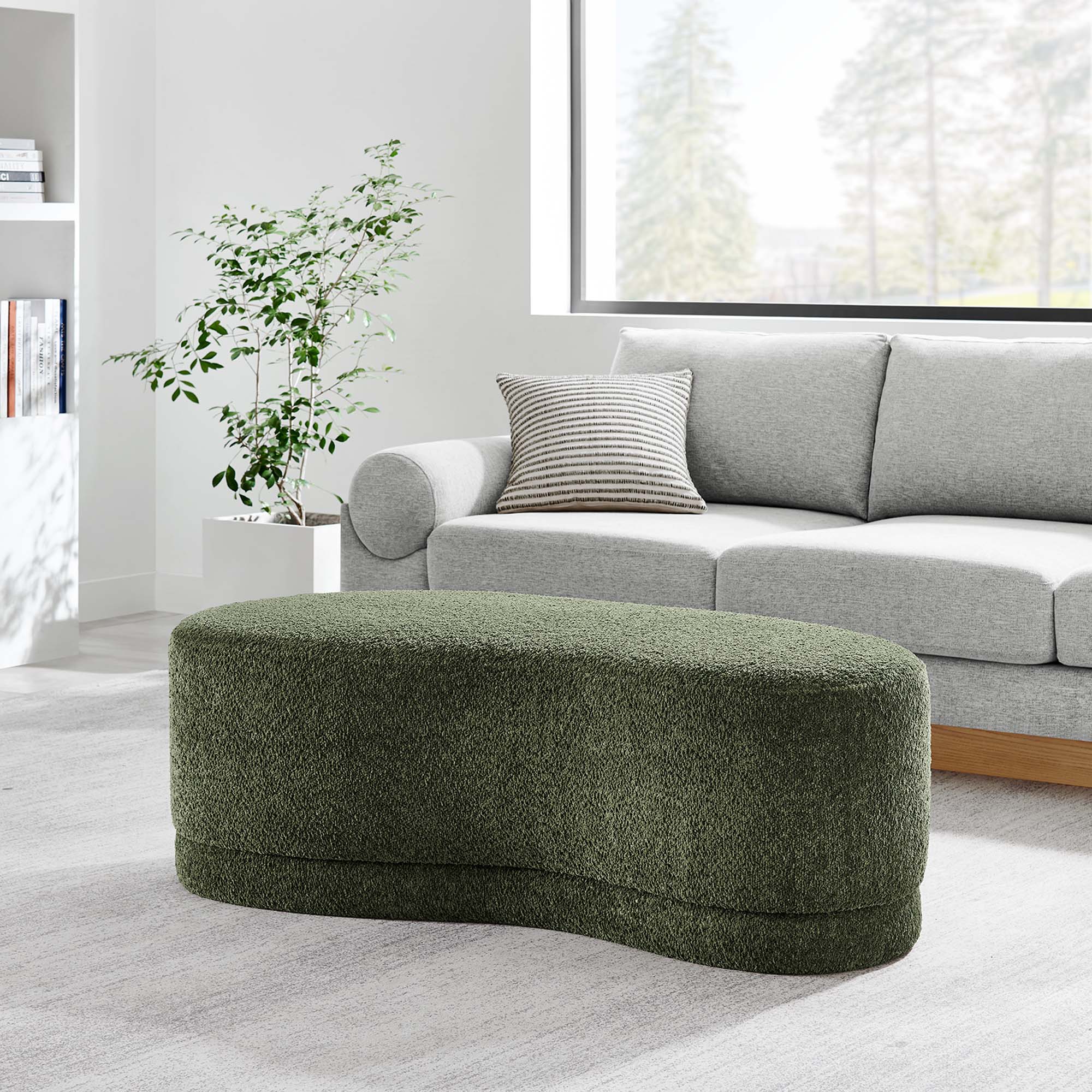 Nimbus 48" Upholstered Ottoman Bench - Sage