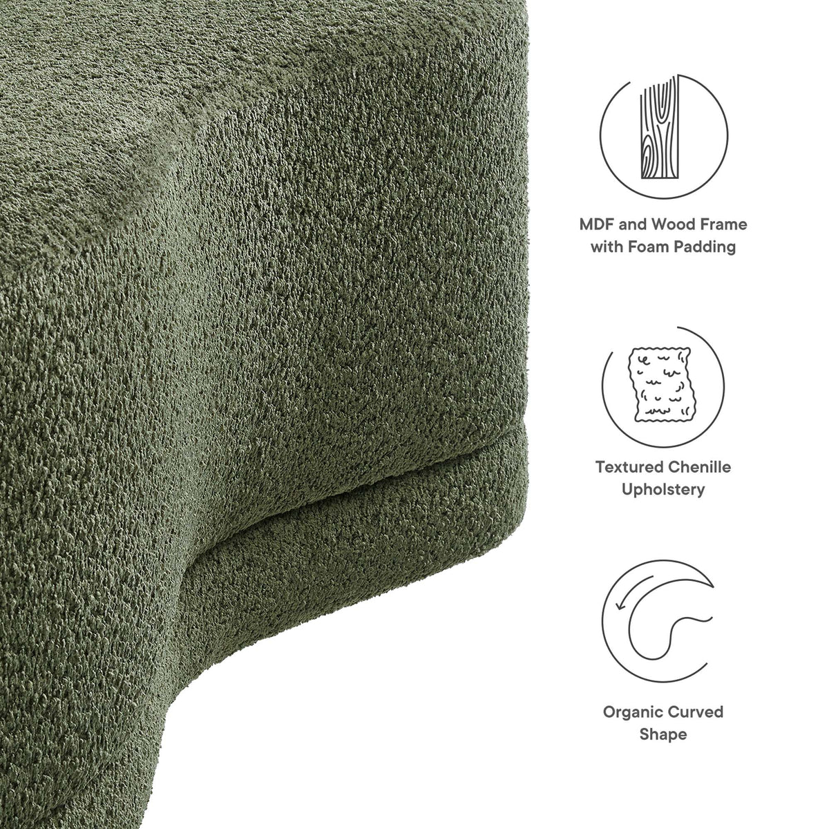 Nimbus 48" Upholstered Ottoman Bench - Sage