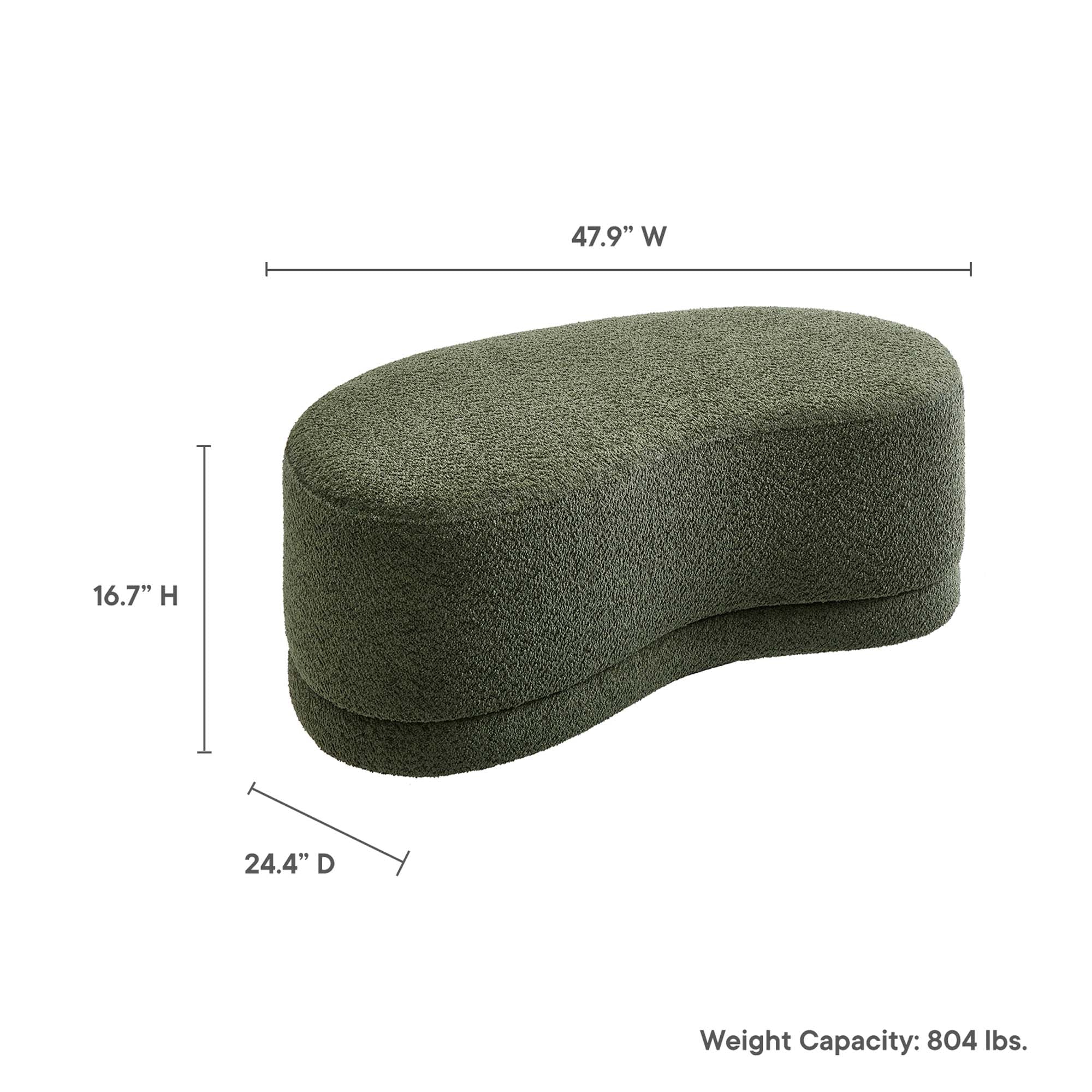 Nimbus 48" Upholstered Ottoman Bench - Sage