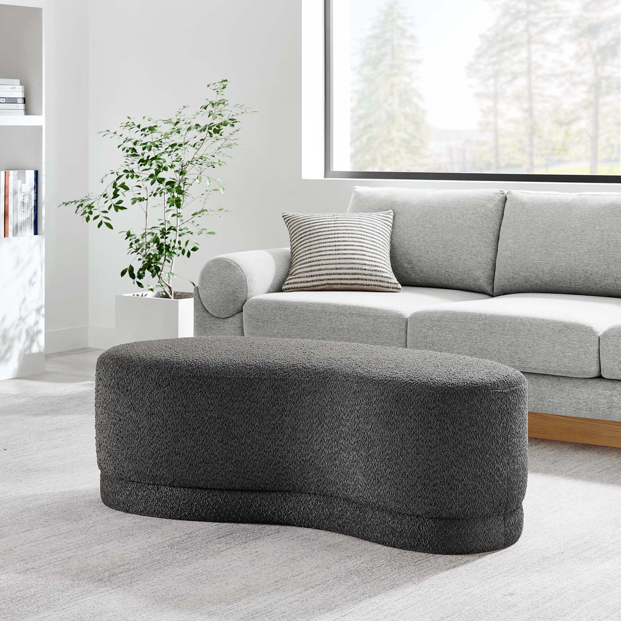 Nimbus 48" Upholstered Ottoman Bench - Cast Slate