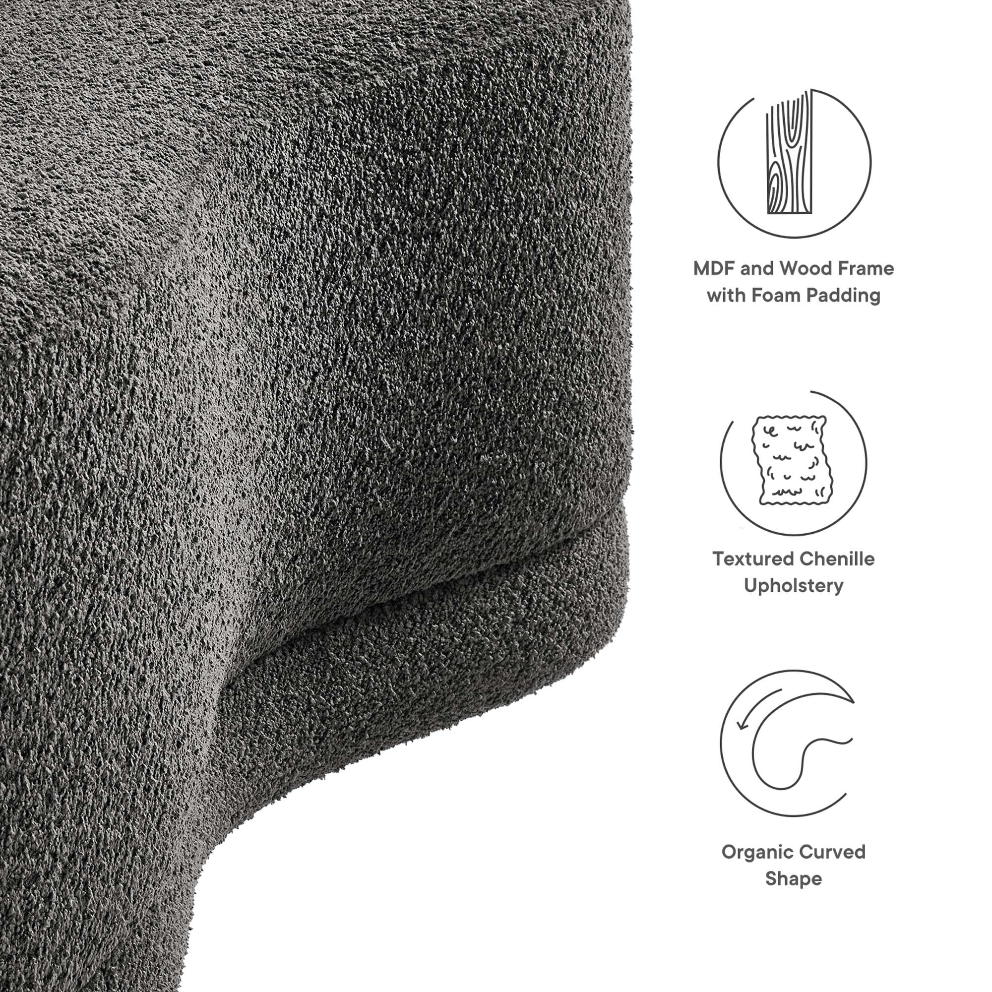 Nimbus 48" Upholstered Ottoman Bench - Cast Slate