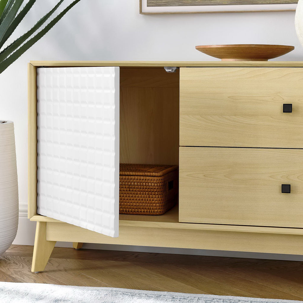 Nectar 43" Wood Grain Accent Cabinet - Natural White