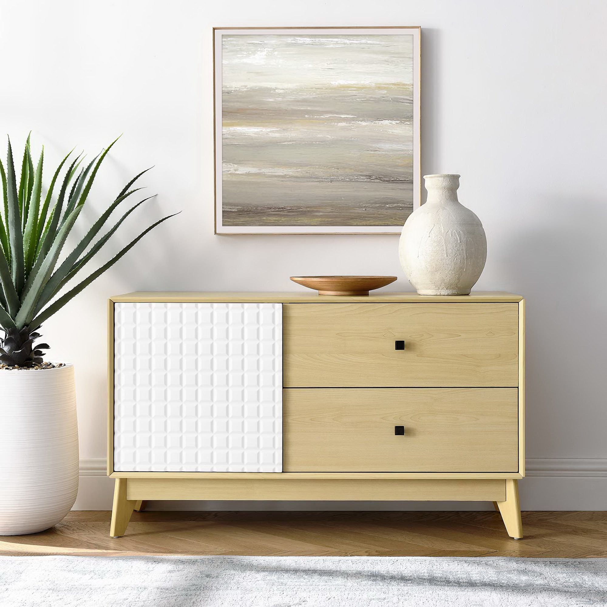 Nectar 43" Wood Grain Accent Cabinet - Natural White