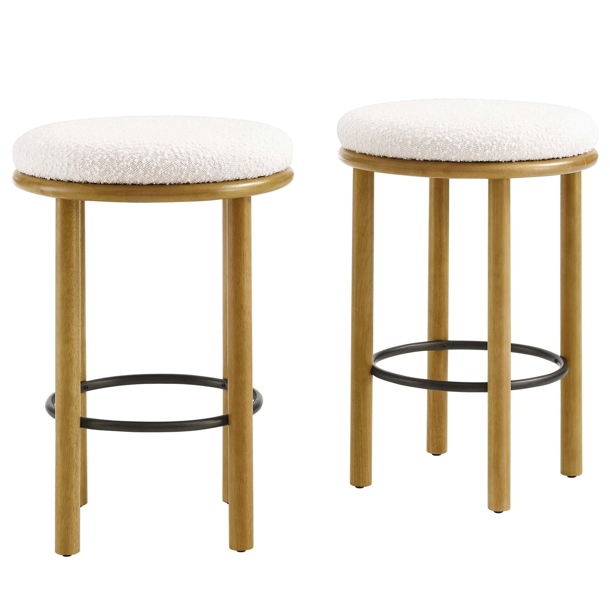 Fable Boucle Fabric Counter Stools Set of 2 - Oak Ivory