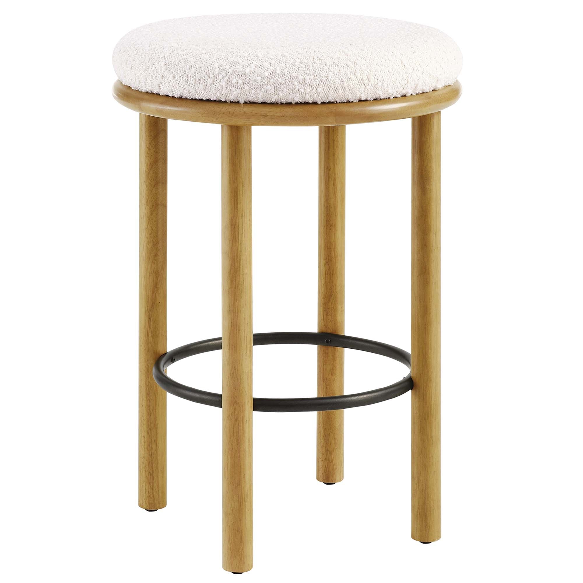 Fable Boucle Fabric Counter Stools Set of 2 - Oak Ivory