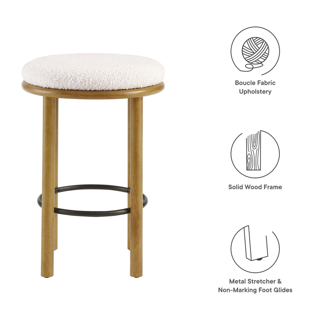 Fable Boucle Fabric Counter Stools Set of 2 - Oak Ivory