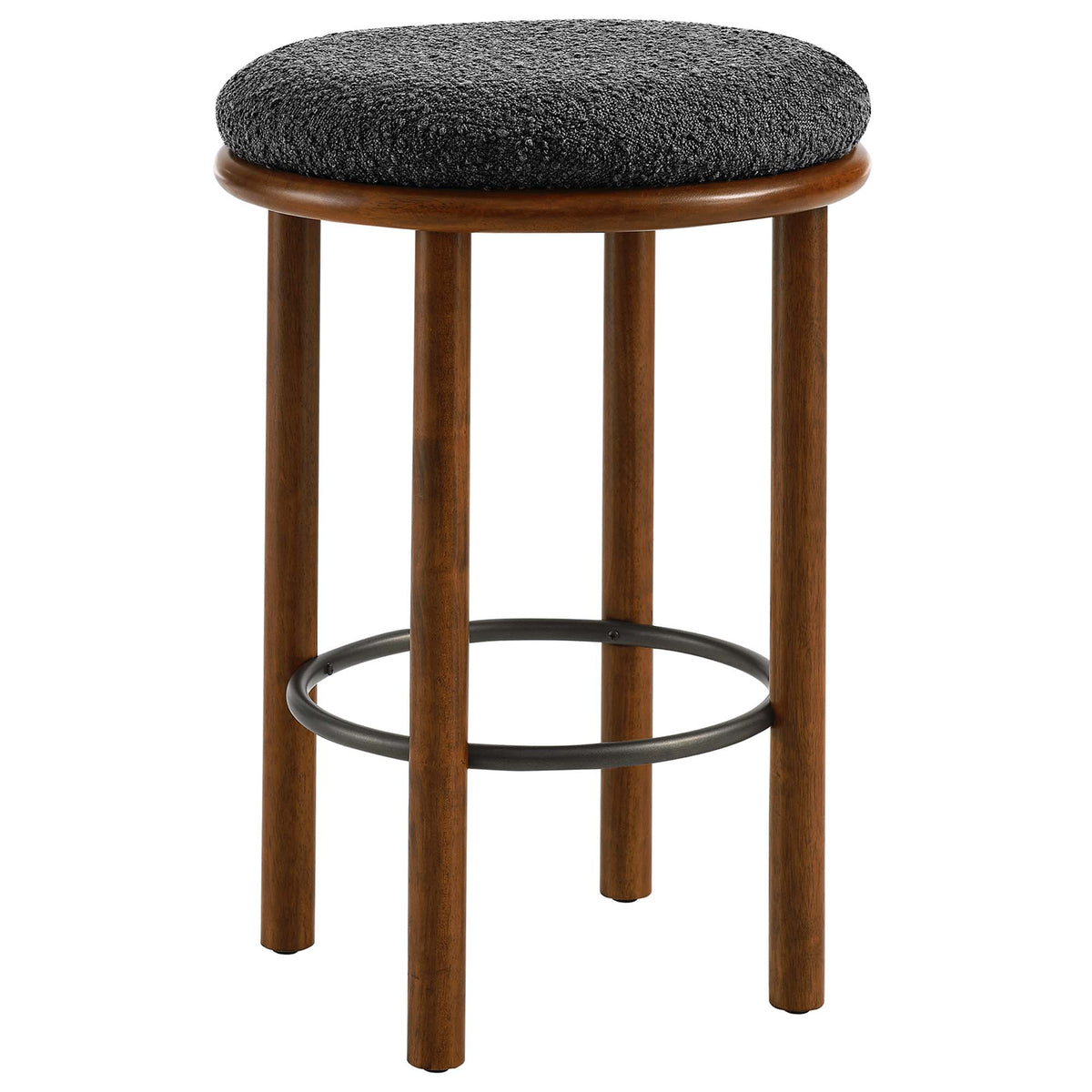Fable Boucle Fabric Counter Stools Set of 2 - Walnut Charcoal