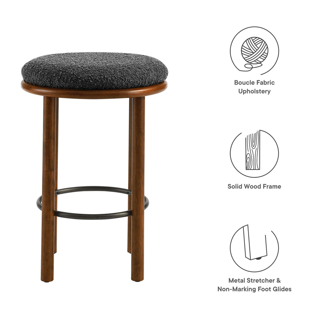 Fable Boucle Fabric Counter Stools Set of 2 - Walnut Charcoal