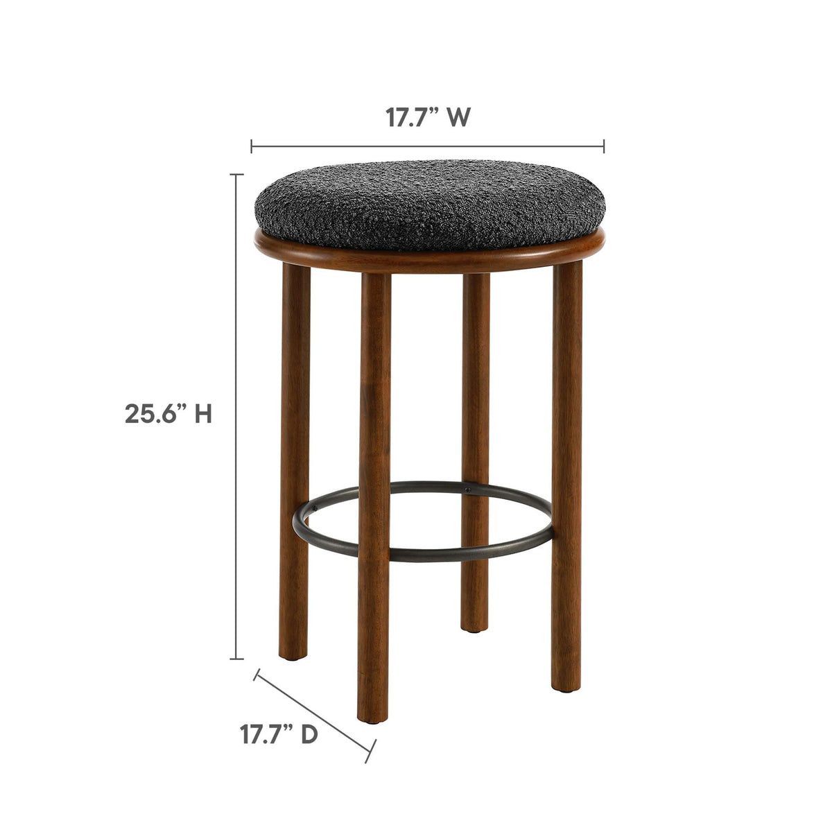 Fable Boucle Fabric Counter Stools Set of 2 - Walnut Charcoal