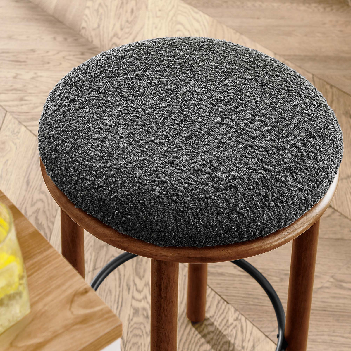 Fable Boucle Fabric Counter Stools Set of 2 - Walnut Charcoal