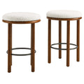 Fable Boucle Fabric Counter Stools Set of 2 - Walnut Ivory