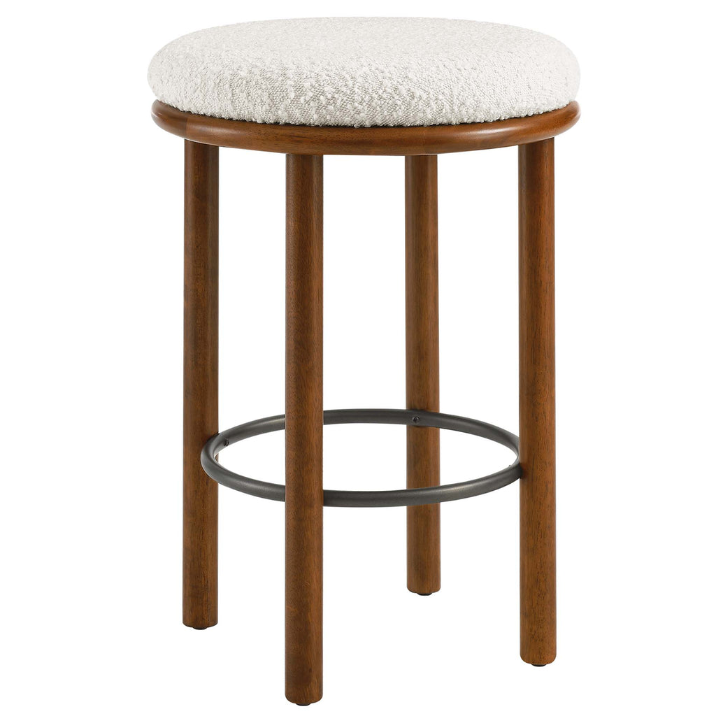 Fable Boucle Fabric Counter Stools Set of 2 - Walnut Ivory