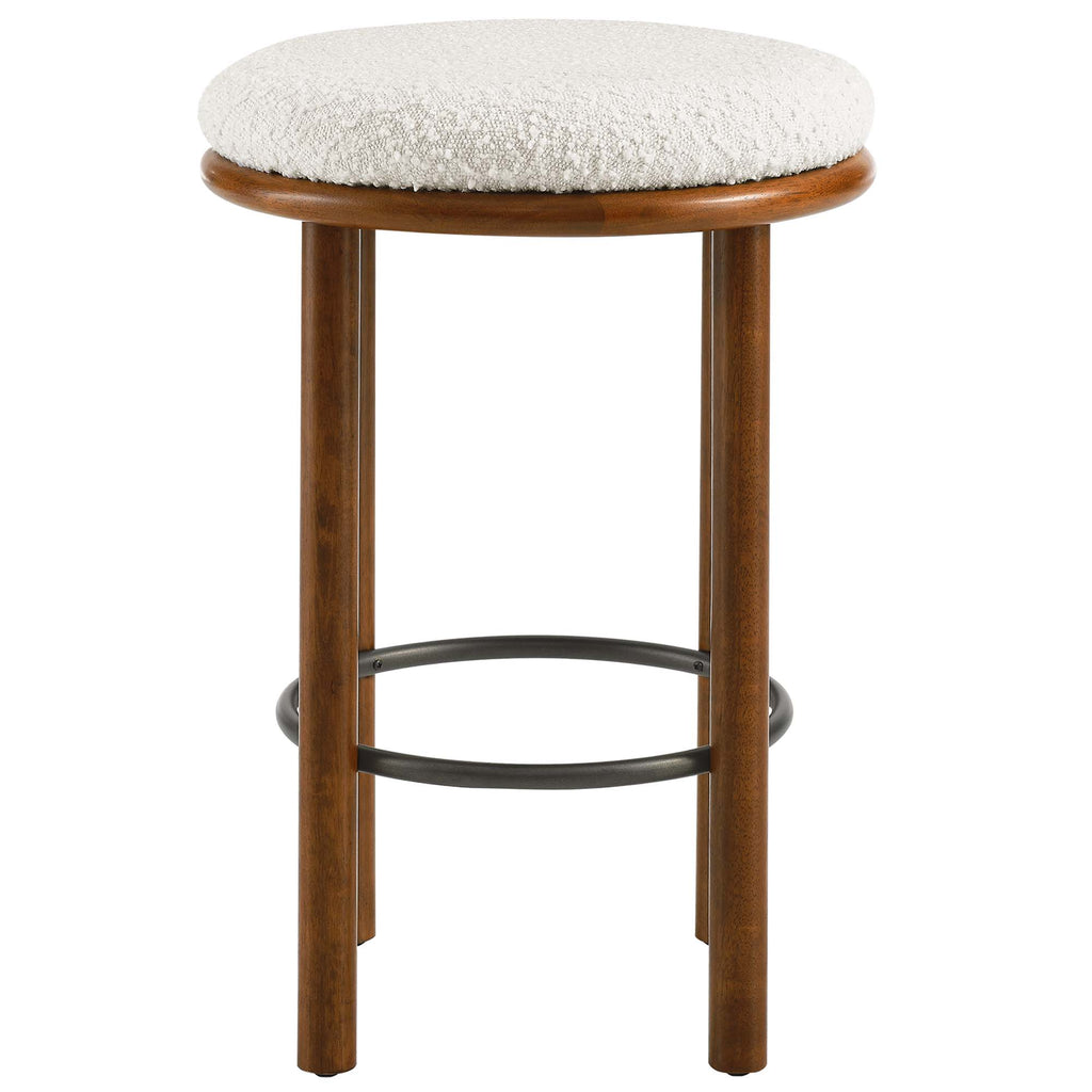 Fable Boucle Fabric Counter Stools Set of 2 - Walnut Ivory
