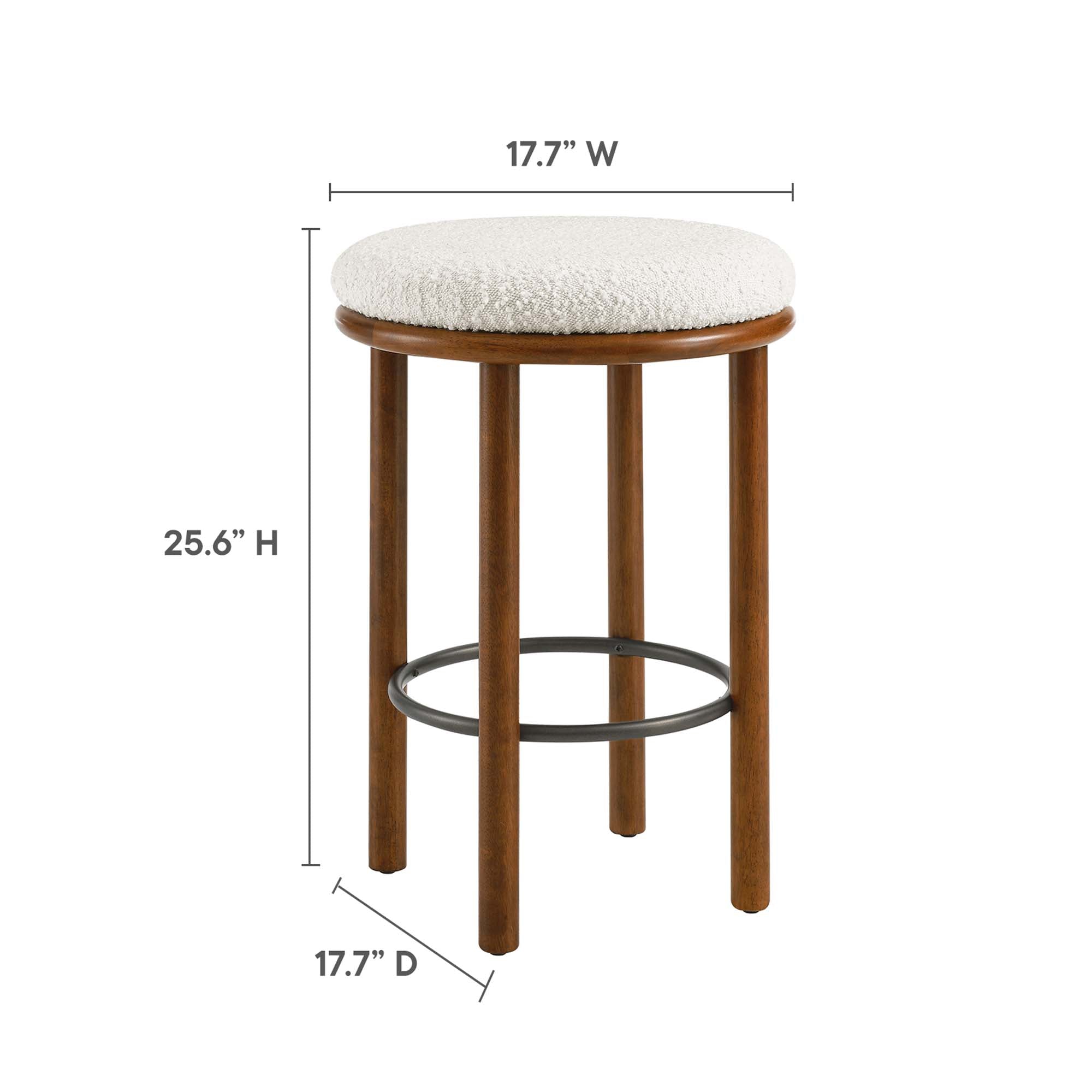 Fable Boucle Fabric Counter Stools Set of 2 - Walnut Ivory