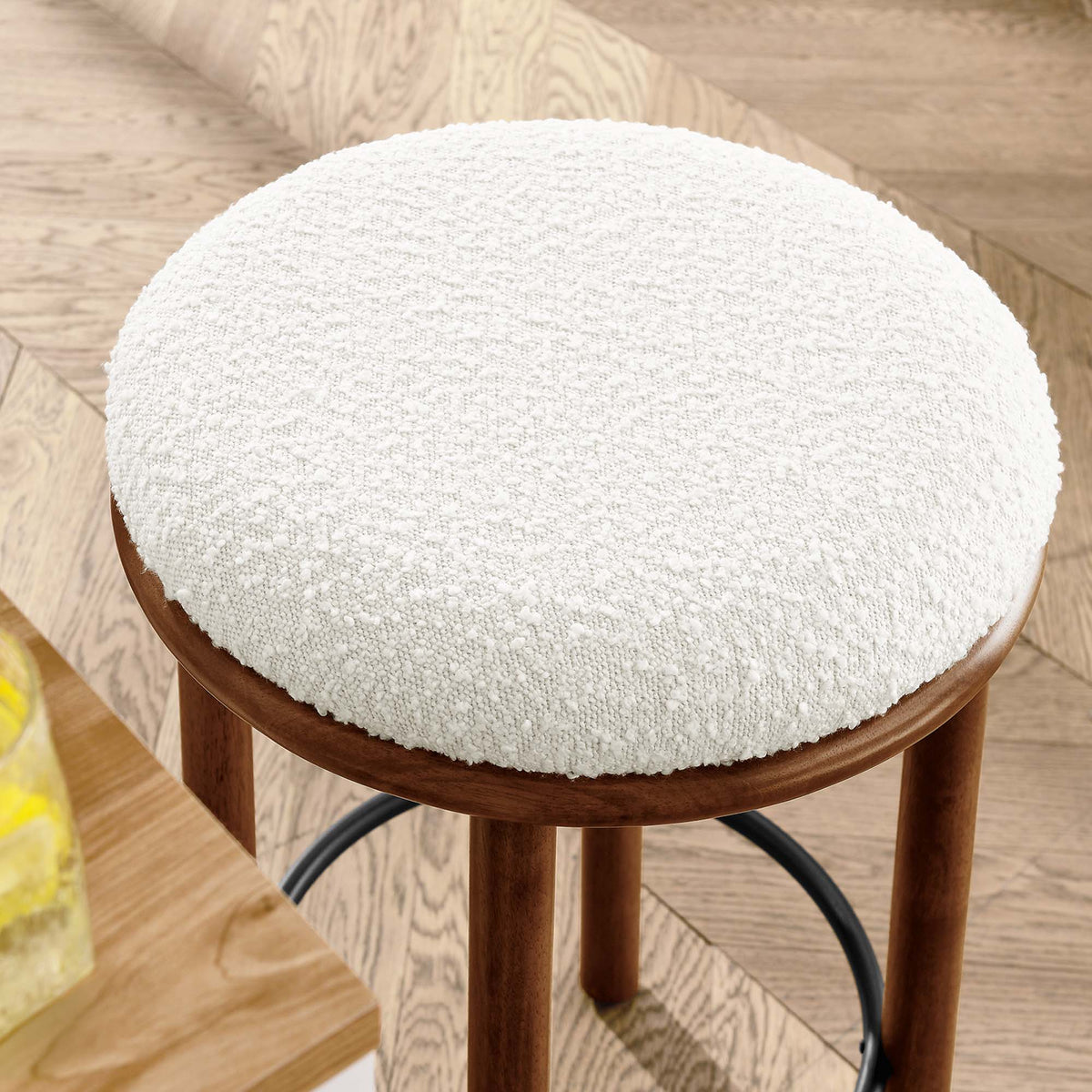 Fable Boucle Fabric Counter Stools Set of 2 - Walnut Ivory