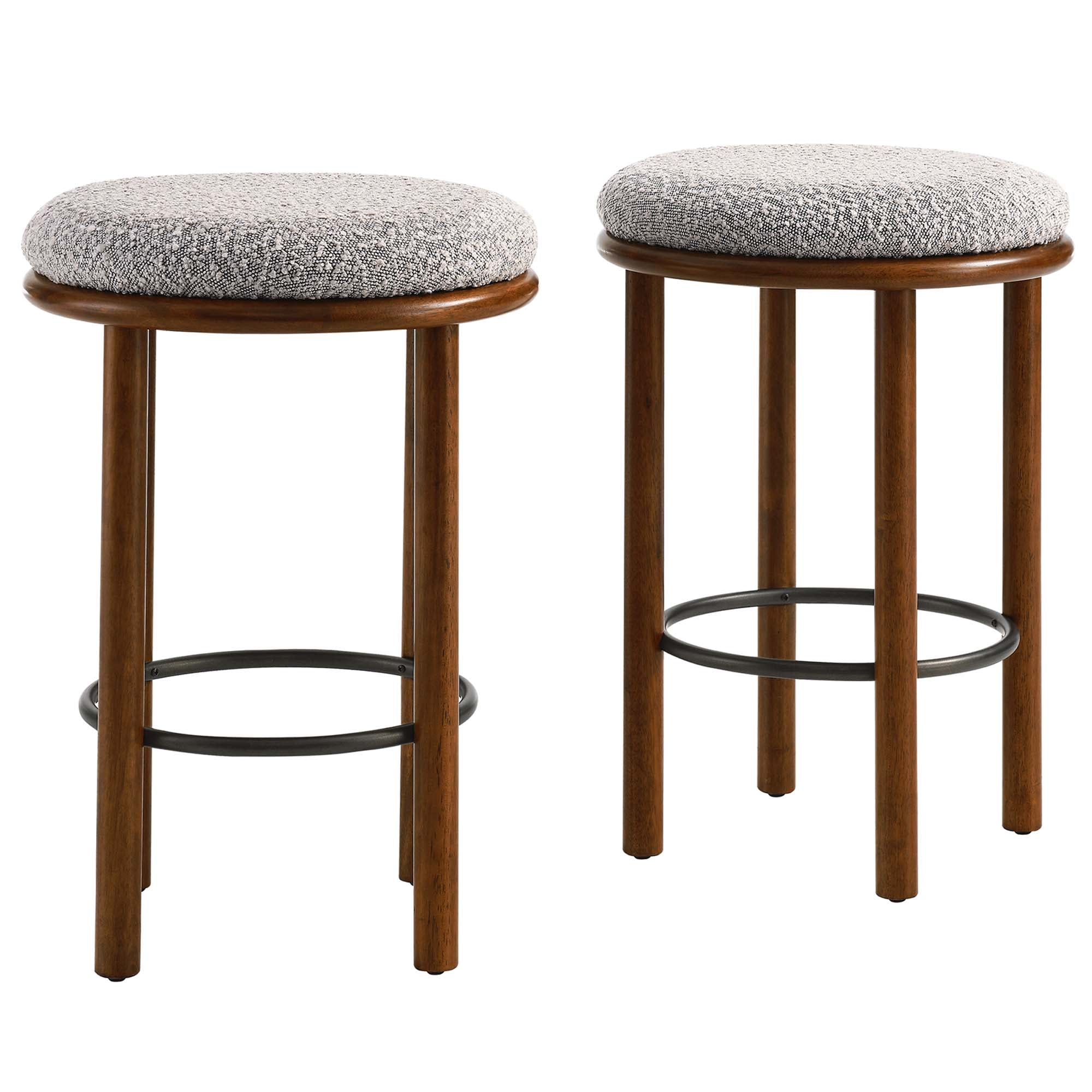 Fable Boucle Fabric Counter Stools Set of 2 - Walnut Taupe