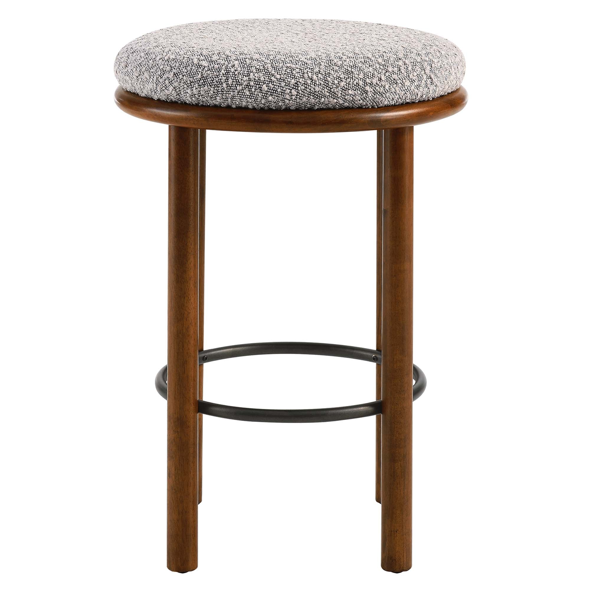 Fable Boucle Fabric Counter Stools Set of 2 - Walnut Taupe
