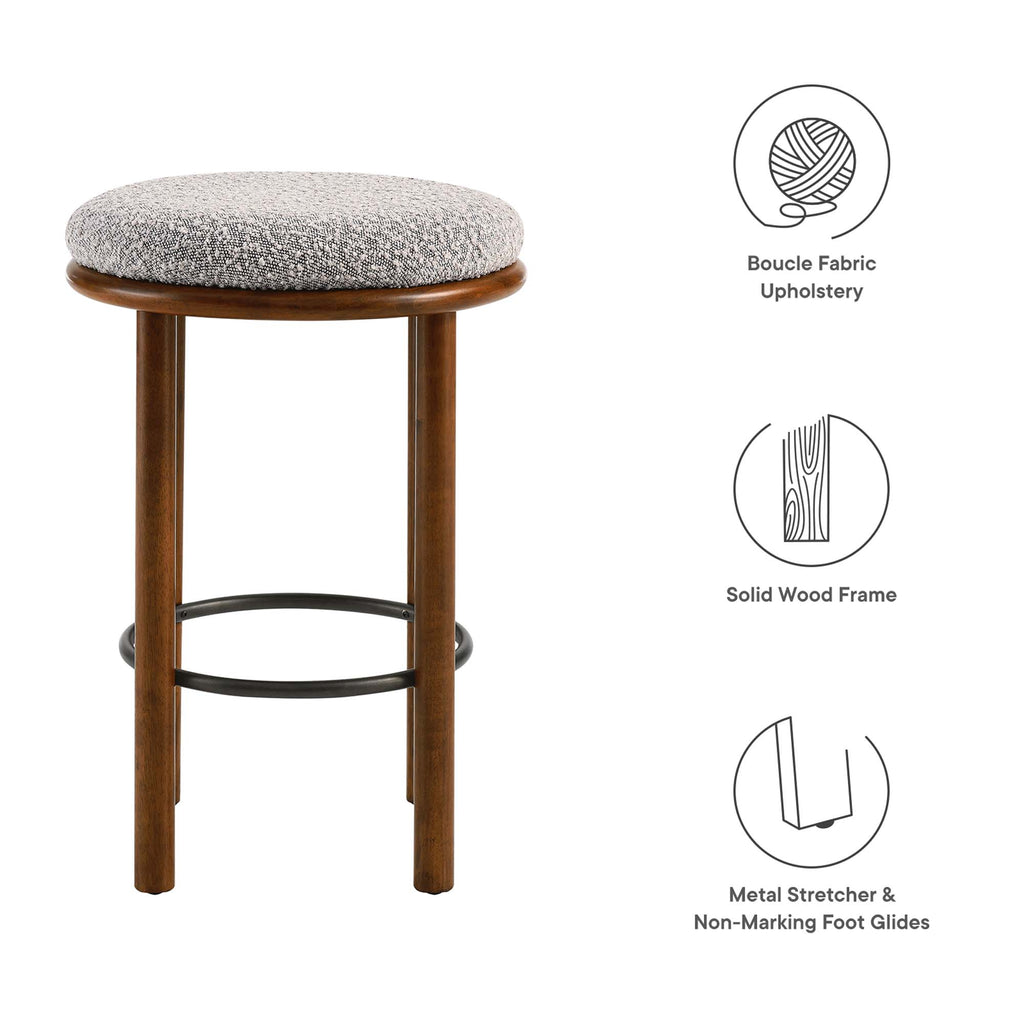 Fable Boucle Fabric Counter Stools Set of 2 - Walnut Taupe