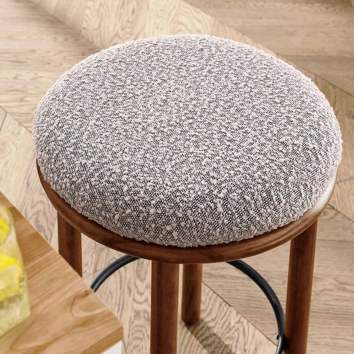 Fable Boucle Fabric Counter Stools Set of 2 - Walnut Taupe