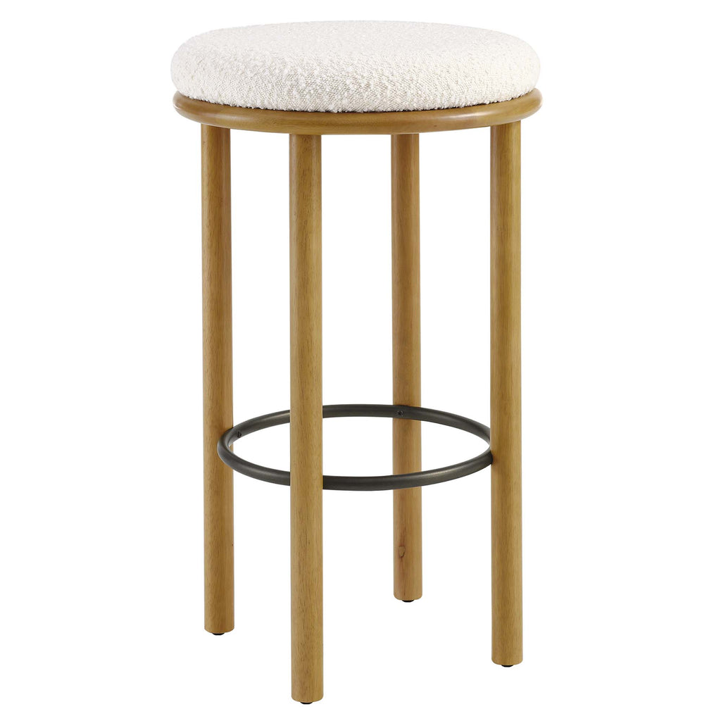 Fable Boucle Fabric Bar Stools Set of 2 - Oak Ivory
