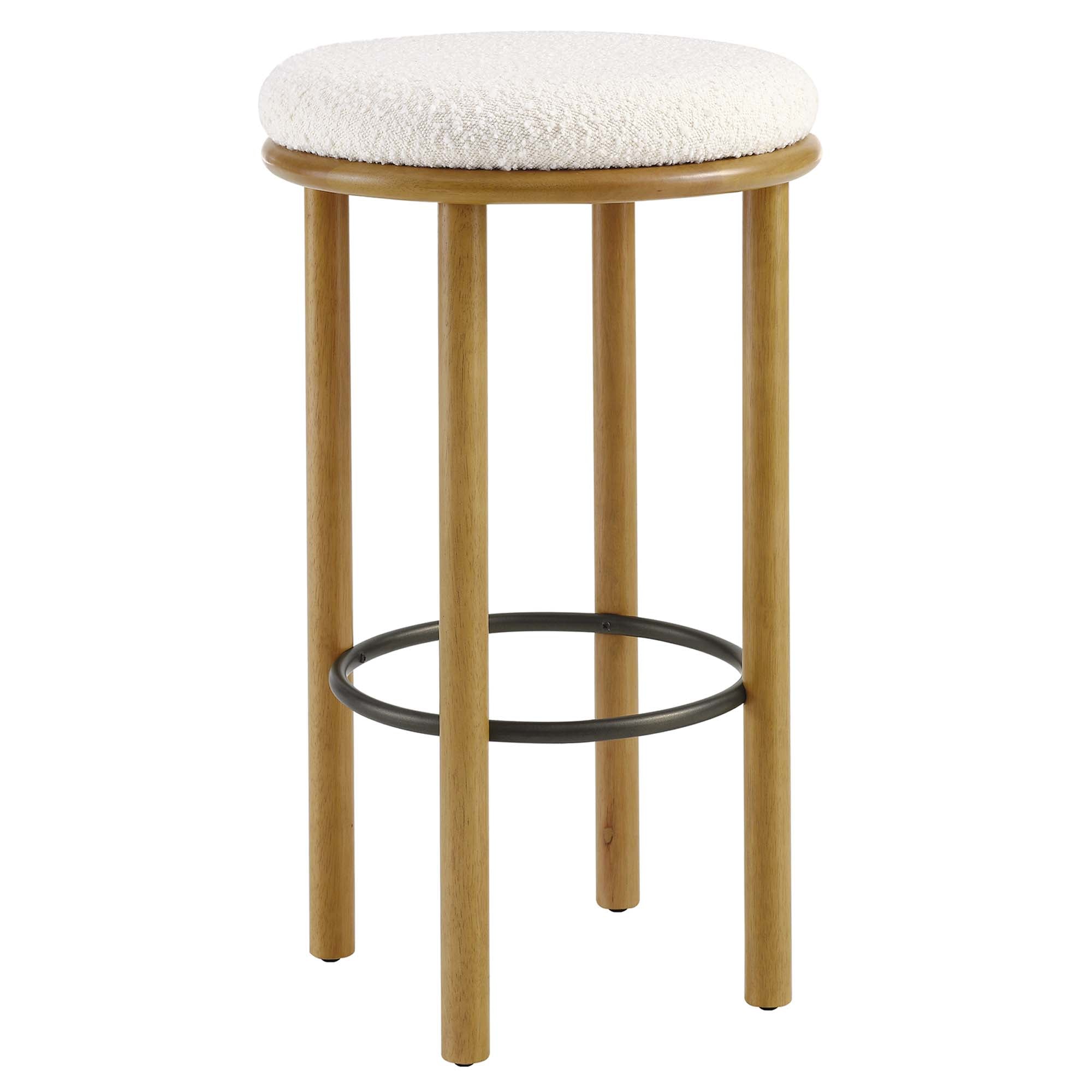 Fable Boucle Fabric Bar Stools Set of 2 - Oak Ivory