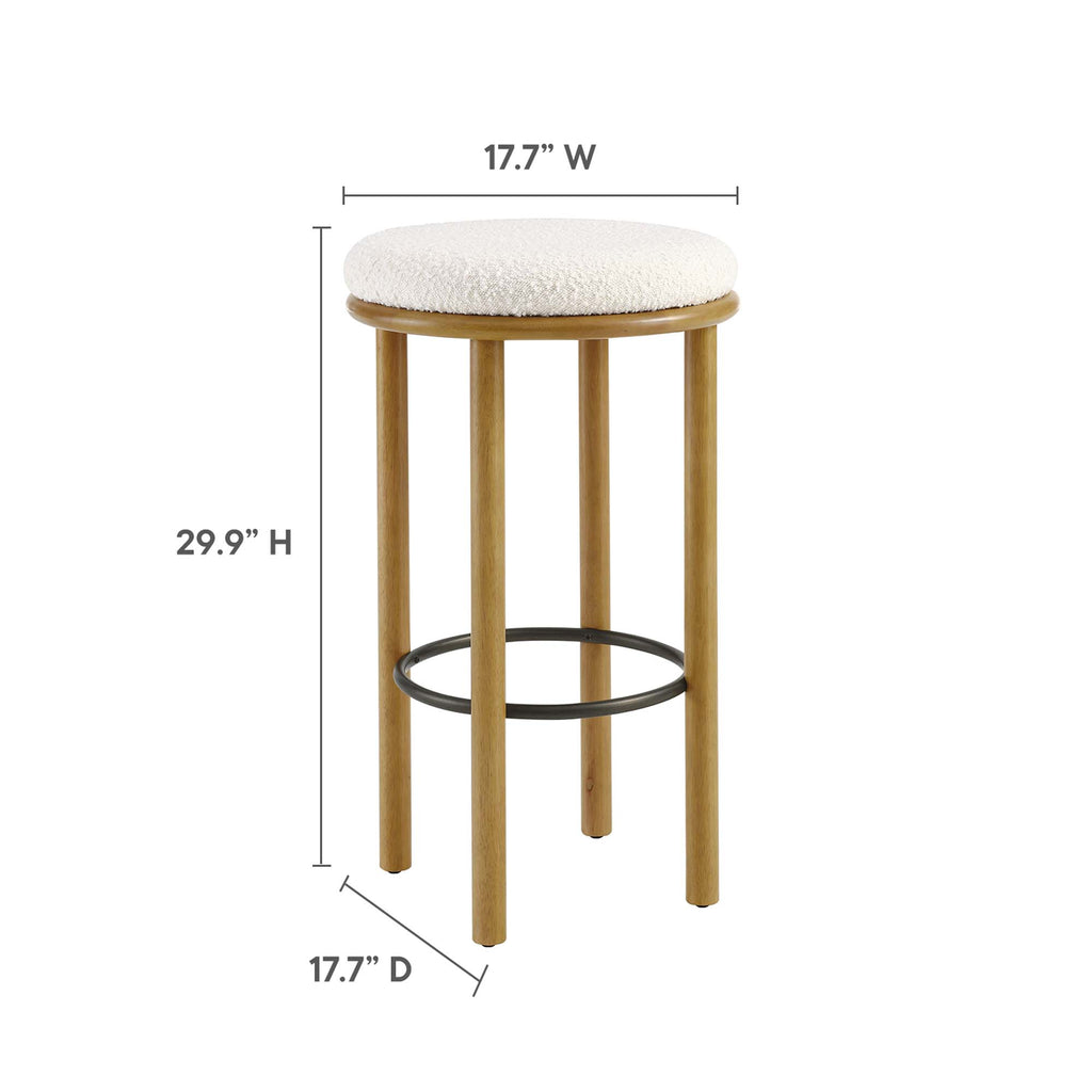 Fable Boucle Fabric Bar Stools Set of 2 - Oak Ivory