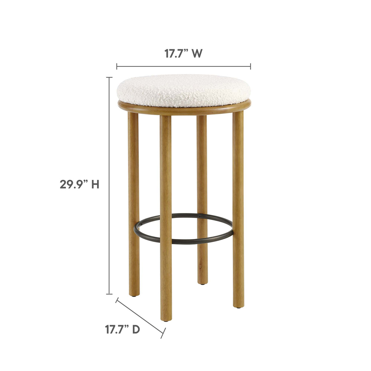 Fable Boucle Fabric Bar Stools Set of 2 - Oak Ivory