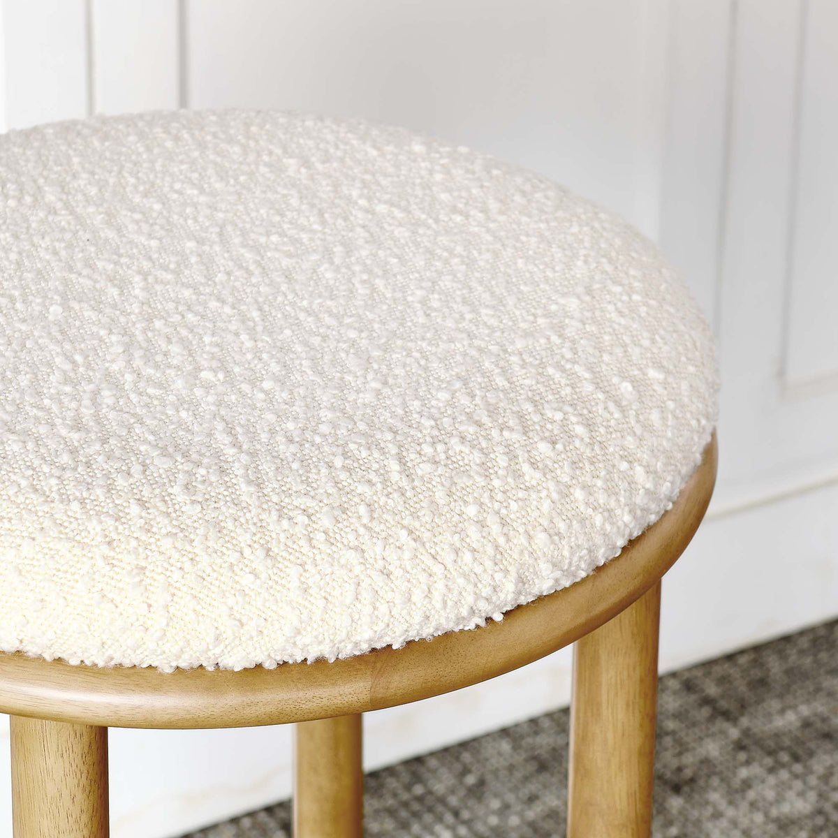 Fable Boucle Fabric Bar Stools Set of 2 - Oak Ivory